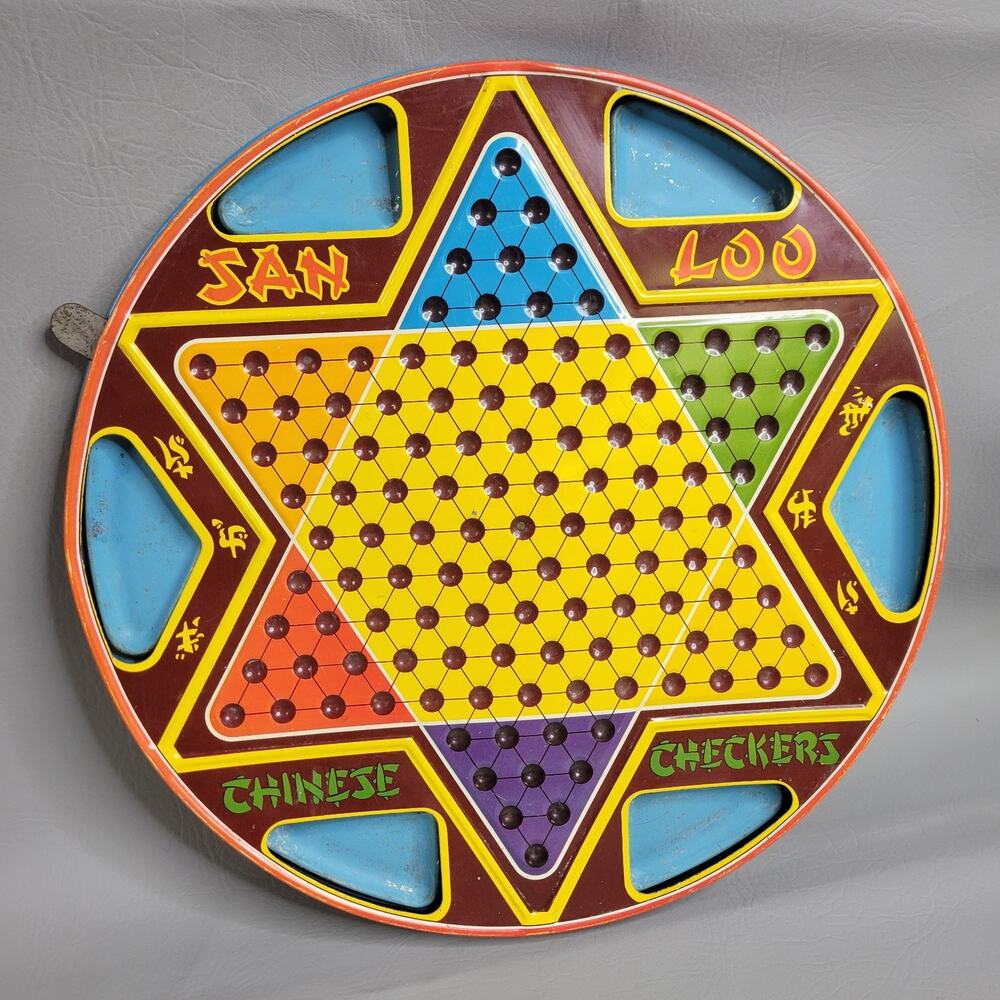 Vintage San Loo Chinese Checkers Tin Litho Board Northwestern Products 1953 USA